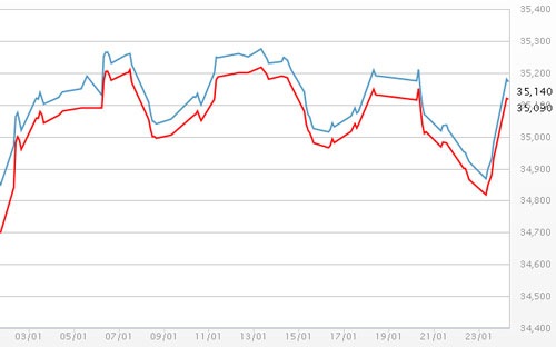 Giá vàng tăng mạnh ngày 24/1/2014